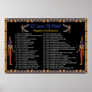 Poster Les 42 Lois De Maat - Confessions Négatives