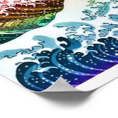 Poster Les 4 grandes vagues de Kanagawa (Coin)