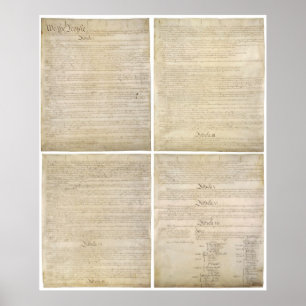 Poster Les 4 Pages originales de la Constitution des État