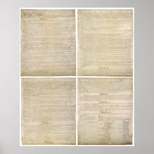 Poster Les 4 Pages originales de la Constitution des État (Devant)