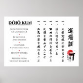 Poster Les 5 Dojo Kun – Enseignements de Gichin Funakoshi (Devant)