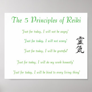 Poster Les 5 principes de l'affiche du Reiki