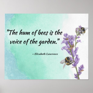 Poster Les abeilles en Lavande avec Citation sur les abei