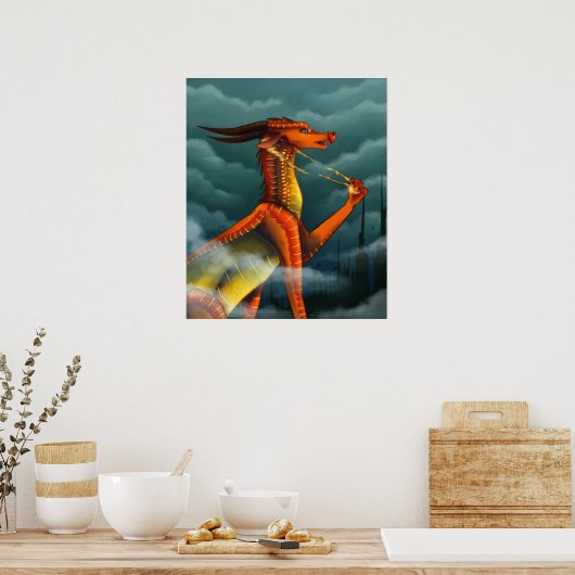 Poster Les ailes périlleuses de la couverture de feu de d (Cuisine)