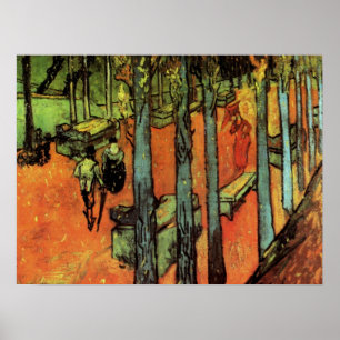 Poster Les Alyscamps, Feuilles d'automne par Vincent van
