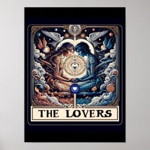 Poster LES AMANTS Tarot Céleste Homme & Femme Âmes sœurs