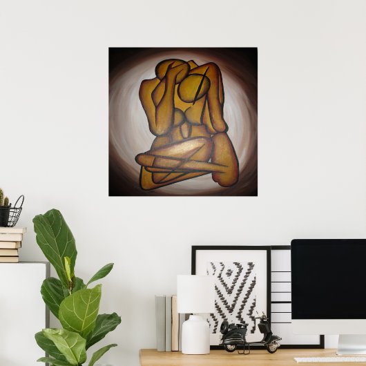 Poster Les Amateurs Abstraits Art Contemporain En Ocre Et (Bureau à domicile)