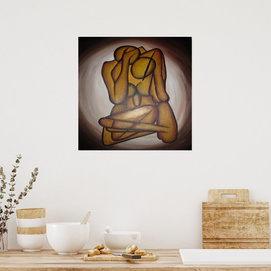 Poster Les Amateurs Abstraits Art Contemporain En Ocre Et (Cuisine)