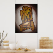 Poster Les Amateurs Abstraits Art Contemporain En Ocre Et (Cuisine)