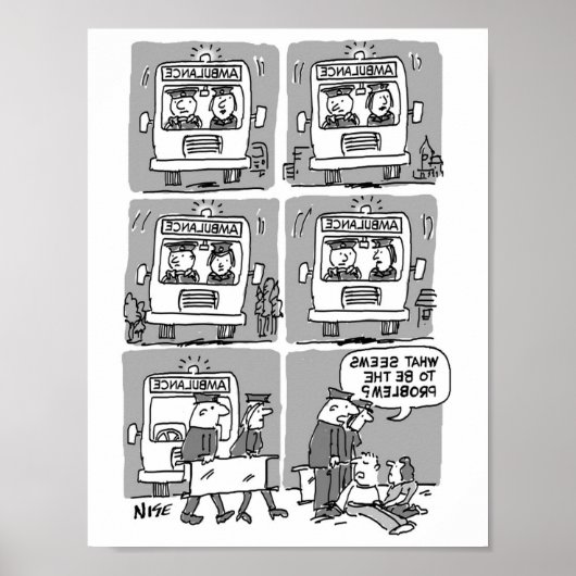 Poster Les ambulanciers assistent à un accident. Drôle (Devant)