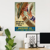 Poster Les Américains luttons tous pour la victoire (Bureau à domicile)