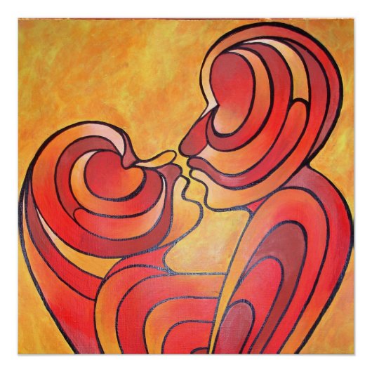 Poster Les Amoureux Embrassent Et Leurs Corps Forment Un  (Devant)