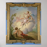 Les anges jouent avec un oiseau dans un paysage