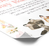 Poster Les animaux boisés rose floral ne disent pas Bébé (Coin)