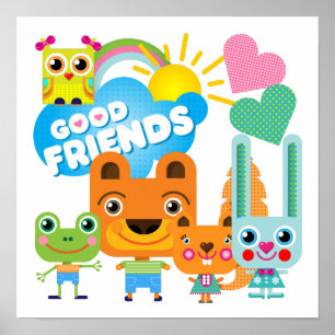 Poster Les animaux bons amis