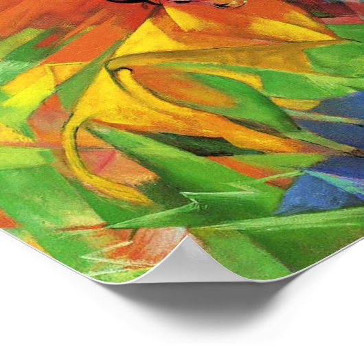 Poster Les animaux dans un paysage par Franz Marc (Coin)