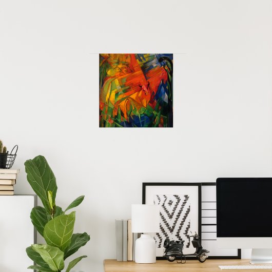 Poster Les animaux dans un paysage par Franz Marc (Bureau à domicile)