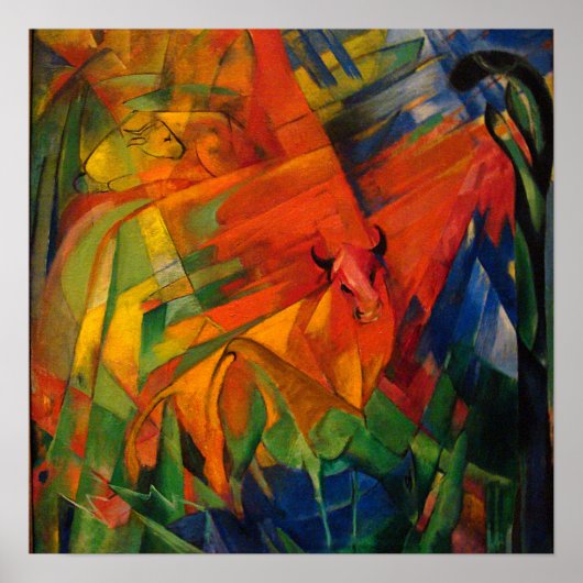 Poster Les animaux dans un paysage par Franz Marc (Devant)
