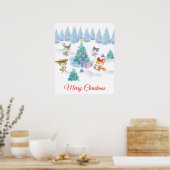 Poster Les Animaux De Forêt Dansant Autour De L'Arbre De  (Cuisine)
