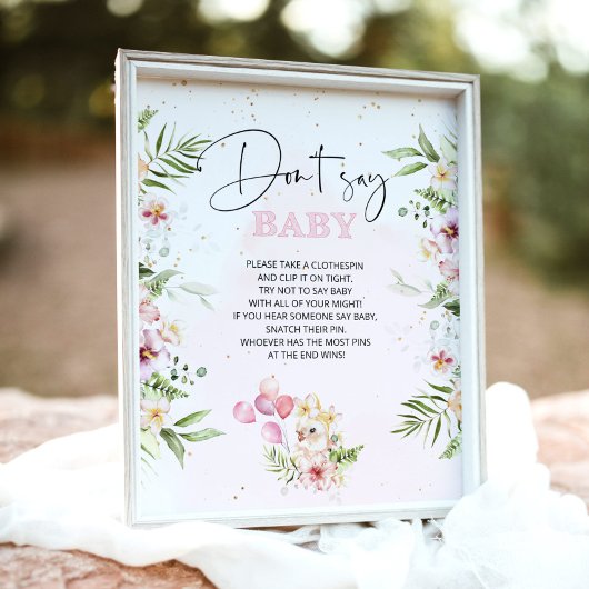 Poster Les animaux de safari floraux Ne pas dire jeu de b