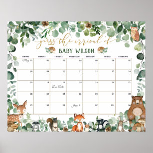Poster Les animaux des bois Guess Baby's Arrival Birth Ga