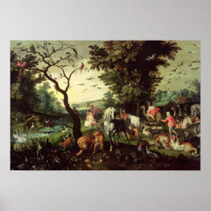 Poster Les animaux entrant dans l'arche de Noé