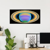 Poster Les anneaux de Saturne de la planète vus dans la l (Bureau à domicile)