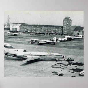 Poster Les années 1950 d'aéroport de l'Allemagne vintage,