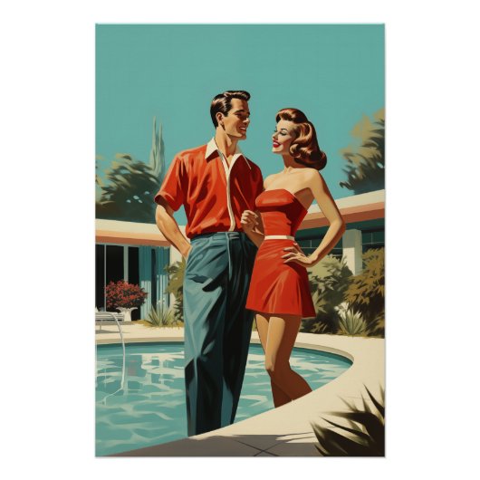 Poster les années 50 Au Bord De La Piscine (Devant)