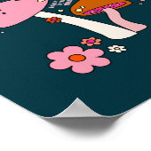 Poster Les années 70 Champignons Rétro Et Fleurs Bleu Mar (Coin)