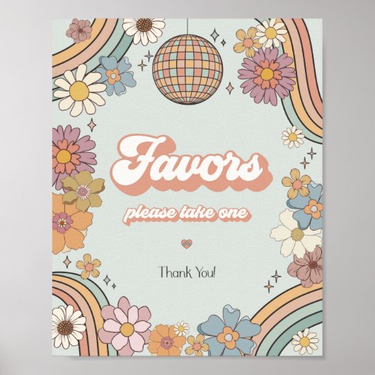 Poster les années 70 fleurie super thème rétro faveurs fê (Devant)