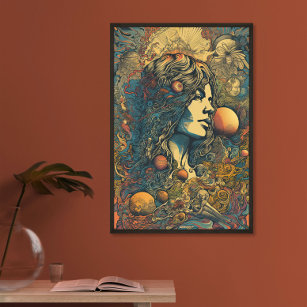 Poster les années 70 hippie femme art de l'IA   Psychedel