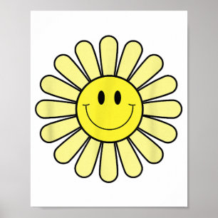 Poster les années 70 Jaune Sourire Fleur Chemise Joyeuse