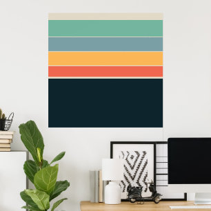 Poster les années 70 palette de COlour Vintage Stripes