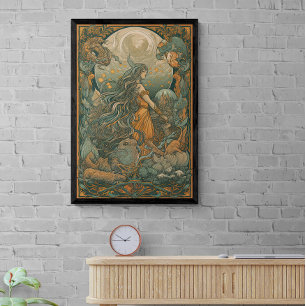 Poster les années 70 psychédélique Hippie Chick AI Art   