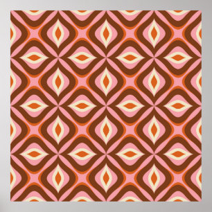 Poster les années 70 Retro Motif sans Seamless en Orange,