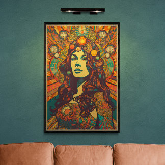 Poster les années 70 Retro Woman Portrait AI Art | Psyché