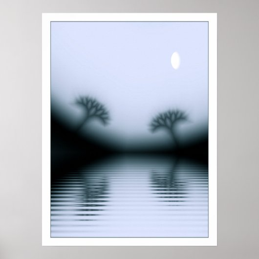 Poster Les arbres et le lac Lune (Devant)