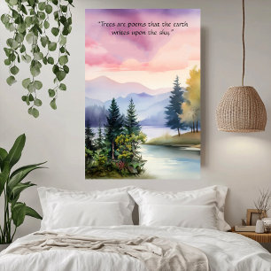 Poster Les arbres sont poèmes Blue Smoky Mountain Pink Nu