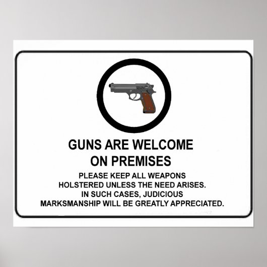 Poster Les Armes À Feu Sont Les Bienvenues Sur Place (Devant)