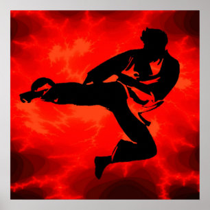 Poster Les arts martiaux équipent l'affiche rouge de