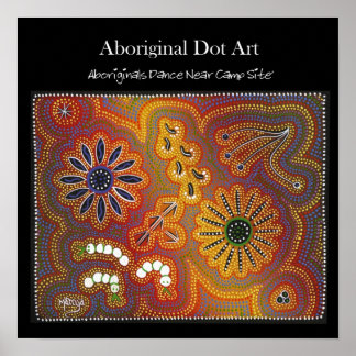 Poster Les Autochtones Dansent Près Du Feu De Camp