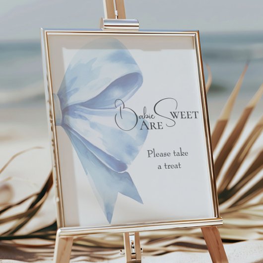 Poster Les Baby showers Dusty Blue Bow sont doux