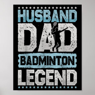 Poster Les Badminton Legends Retro Shuttle Hommes Badmint