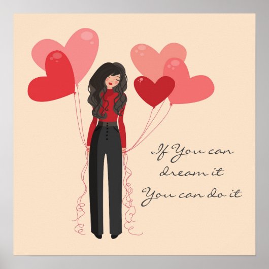 Poster Les ballons citent rêve il le faire inspirant (Devant)