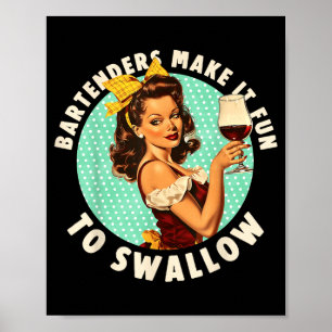 Poster Les barmaids rendent amusant à avaler la chemise