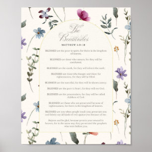 Poster Les Béatitudes Matthieu 5:3–12 Écriture florale