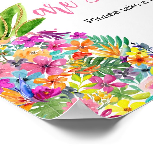 Poster Les bébés ananas floraux tropicaux sont doux (Coin)