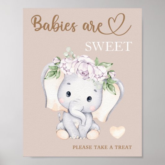 Poster Les bébés baby showers éléphants sont doux prendre (Devant)
