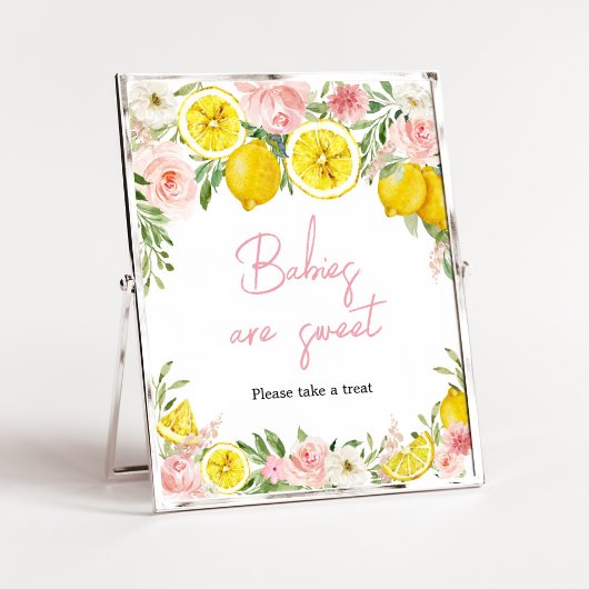 Poster Les bébés citron rose floral sont doux